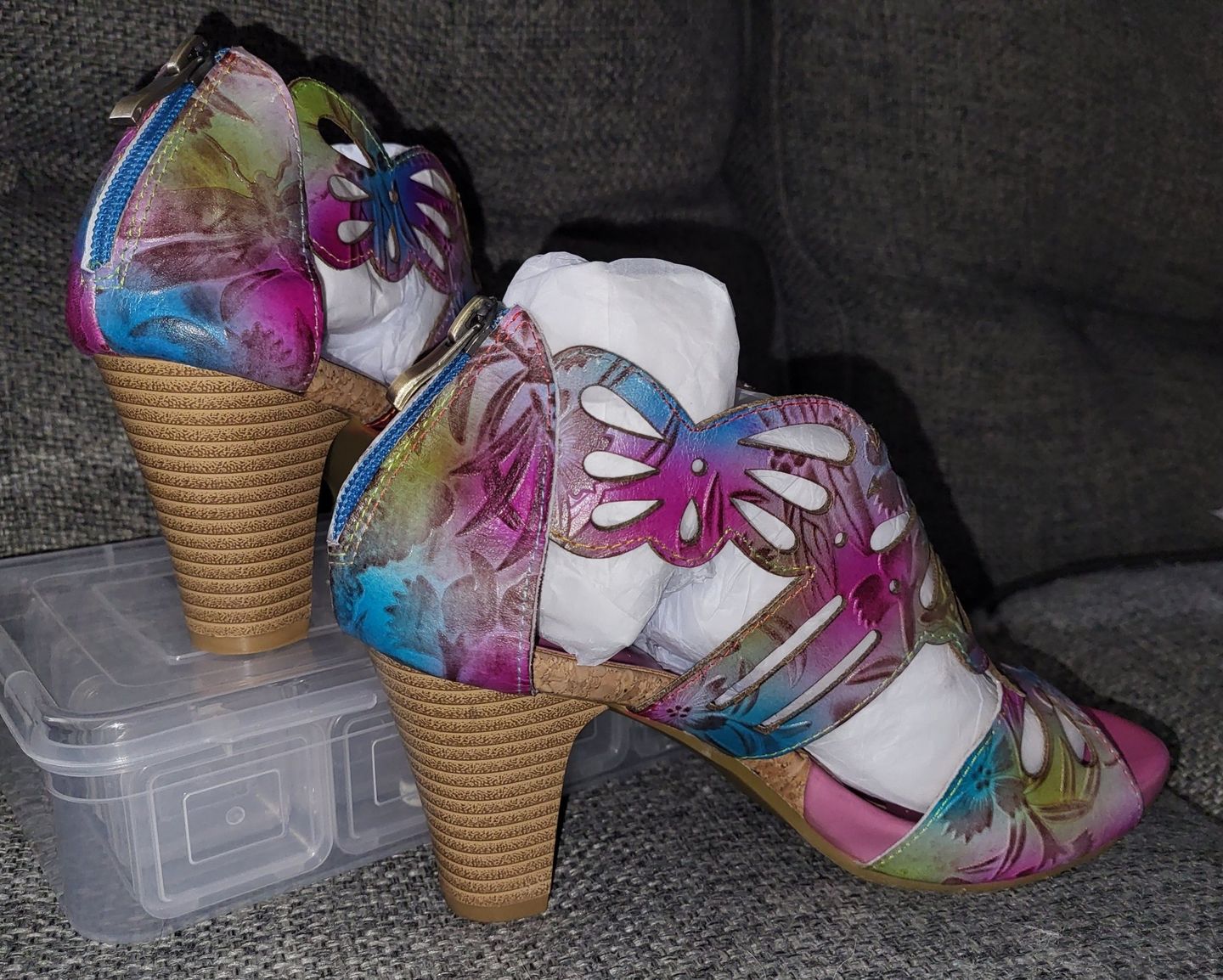 Customer photo review of Bohemia Leather Block Heel Comfy Sandals