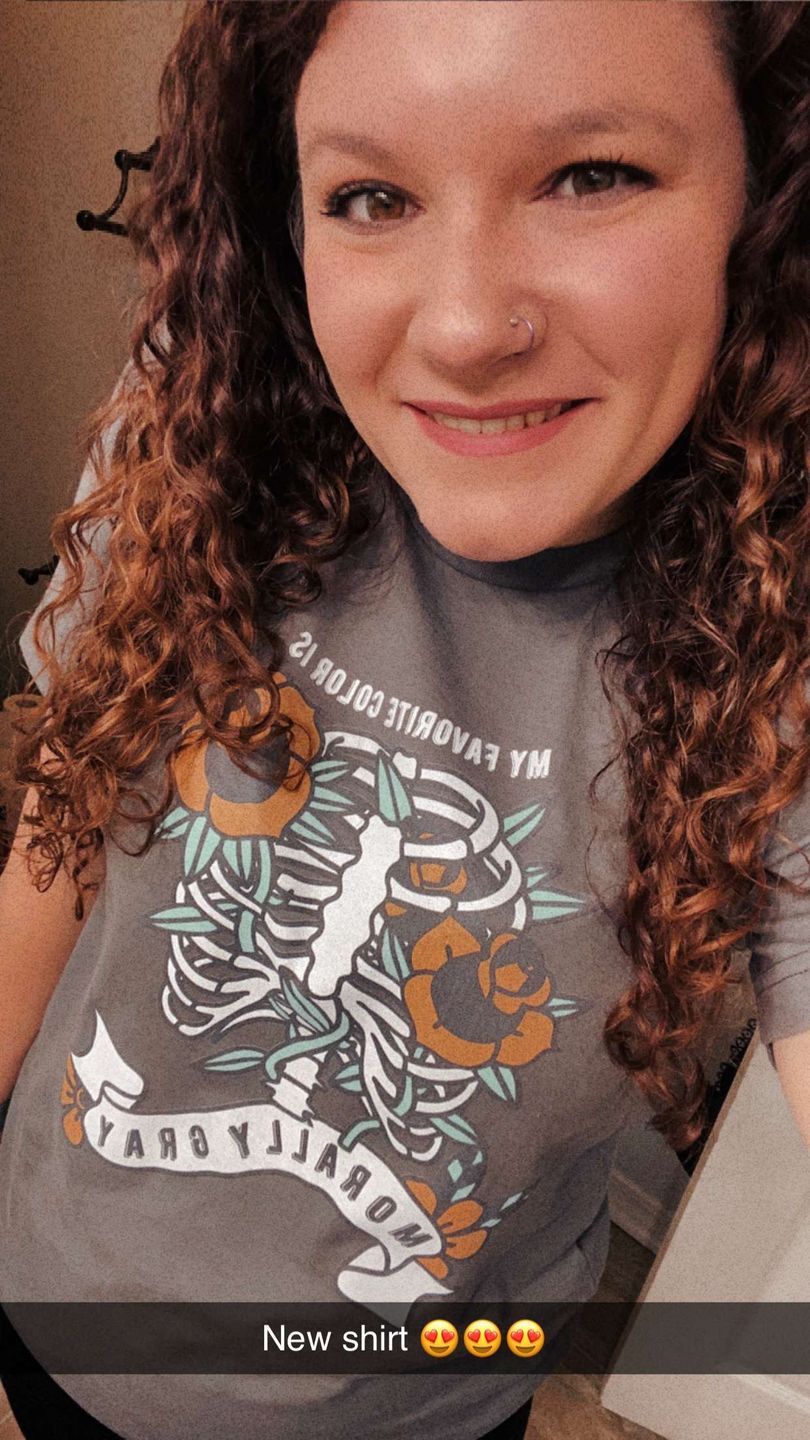 Customer photo review of my favorite color is morally gray t-shirt