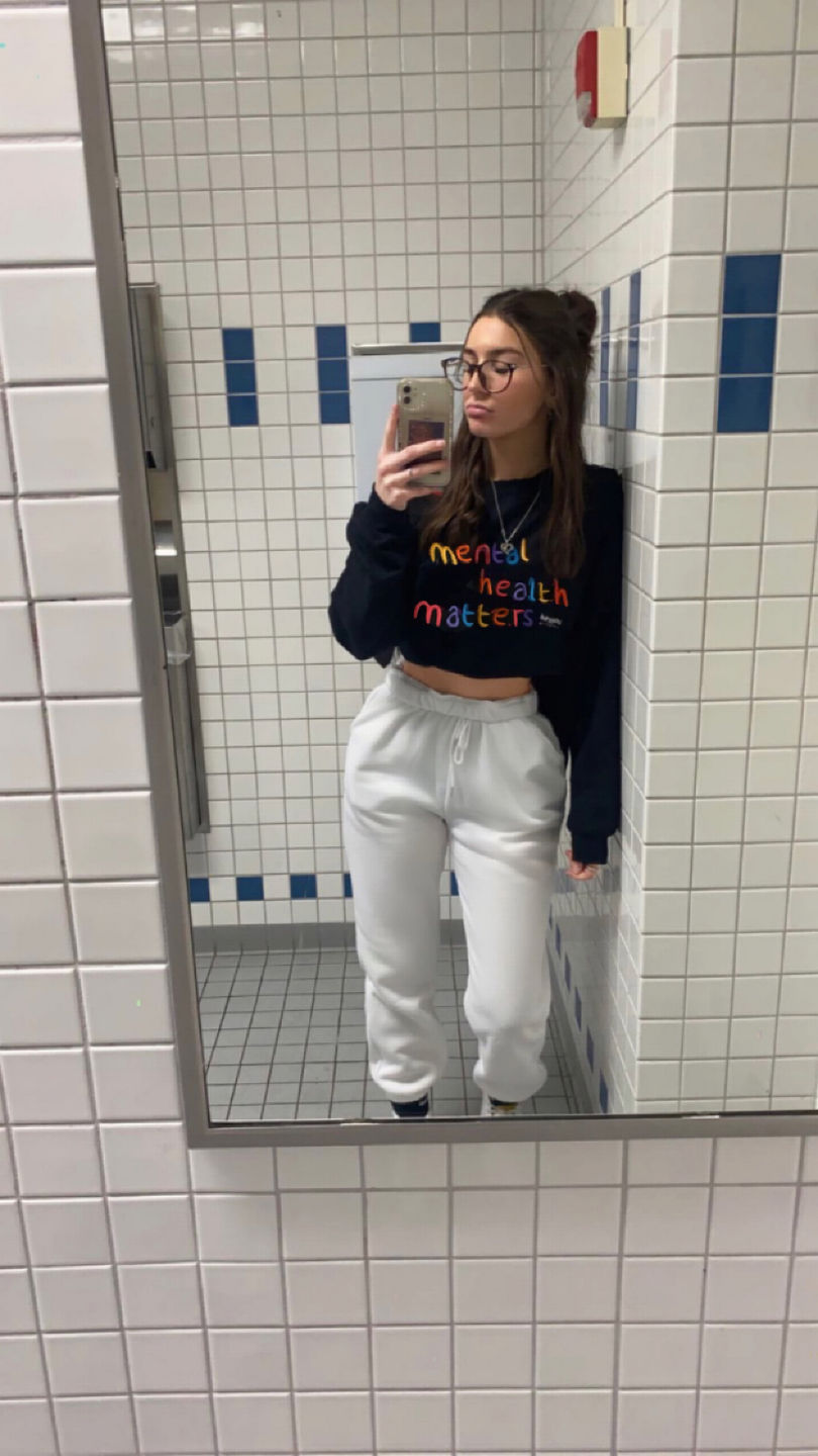 Customer photo review of Mental Health Matters Black Embroidered Crewneck