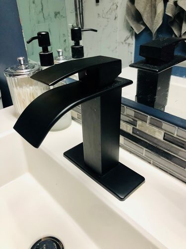 Customer photo review of Waterfall Single Hole 1-Handle Bathroom Faucet Matte Black