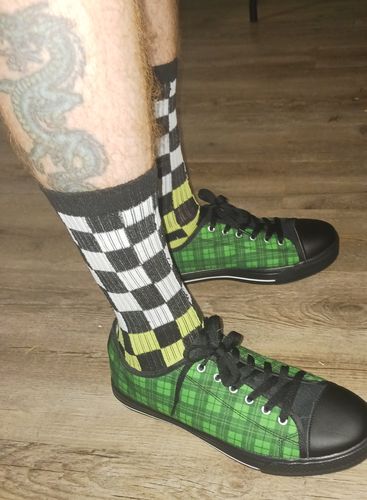 Customer photo review of Green Tartan St. Patrick's Day Print Black Low Top Shoes