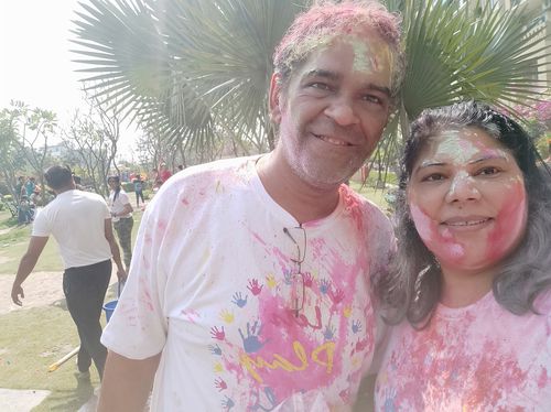 Customer photo review of Let's Play Holi - 1 Matching Family T-Shirts Set of 3 4 5 6 - White