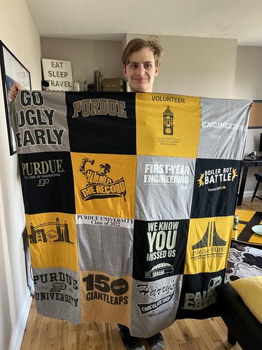 T-shirt quilt from purdue university by Lauren from IN