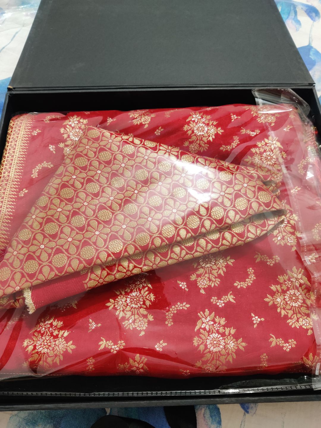 Customer photo review of Scarlet Red Banarasi Uppada Silk Saree