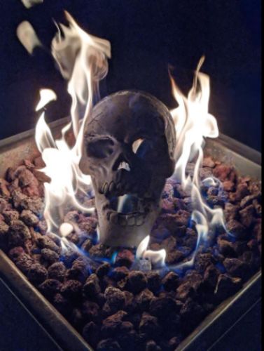 Customer photo review of Fireproof Fire Pit Skull Log for Bonfire