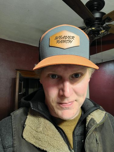 Customer photo review of Flat Bill Seven-Panel Leather Patch Hat - Richardson 168