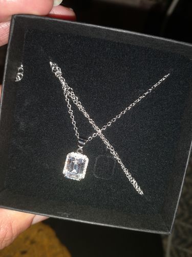 Customer photo review of Silver Rectangle Necklace