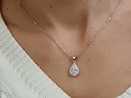 Customer photo review of Silver Drop Necklace