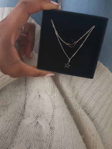 Customer photo review of Moon & Star Necklace