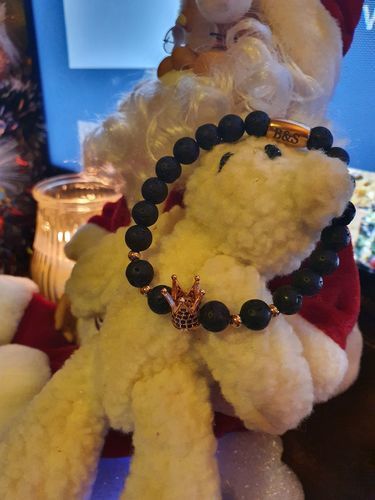 Customer photo review of Rose Gold Crown with Lava Stones