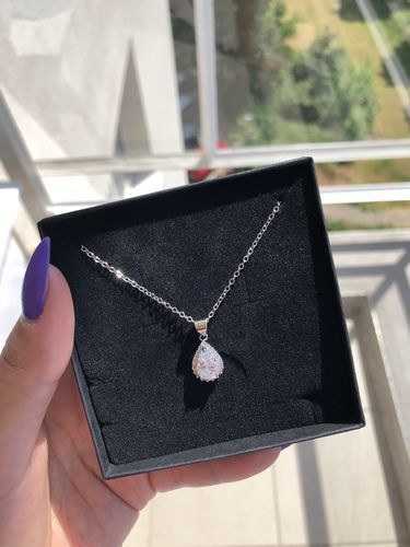 Customer photo review of Silver Drop Necklace