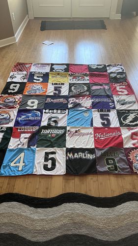 T-shirt quilt featuring tortugas, marlins by Stefanie from FL