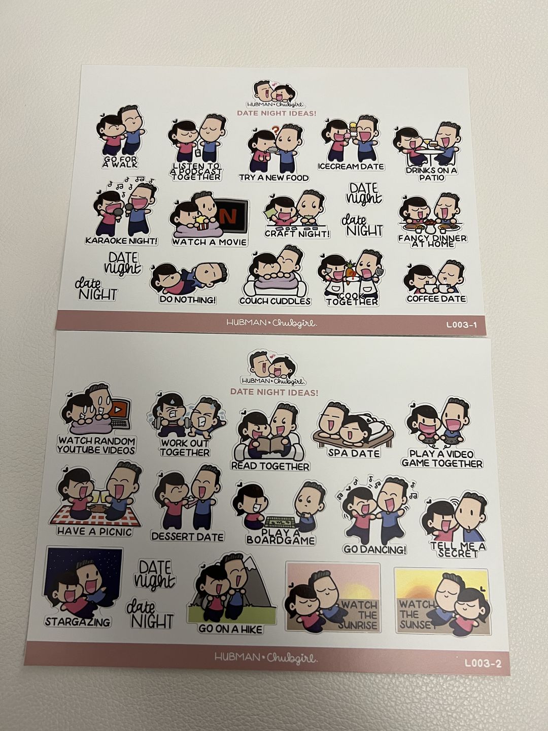 Customer photo review of Date Night Ideas Sticker Set