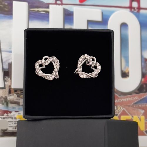 Customer photo review of Hearts with Austrian Crystals Earrings
