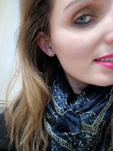 Customer photo review of Austrian Crystals Flowers Earrings