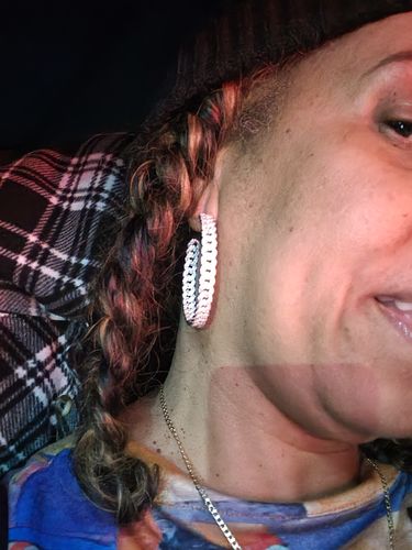 Customer photo review of CUBAN HOOP EARRINGS