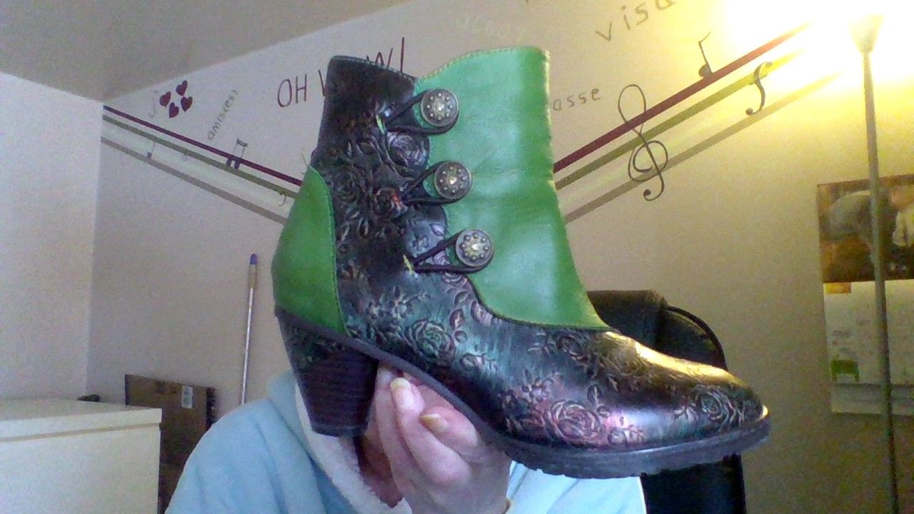 Customer photo review of Retro Handmade Floral Stitching Button Boots