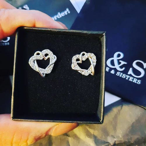Customer photo review of Hearts with Austrian Crystals Earrings