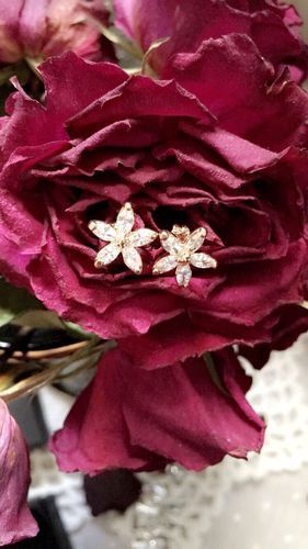 Customer photo review of Austrian Crystals Flowers Earrings