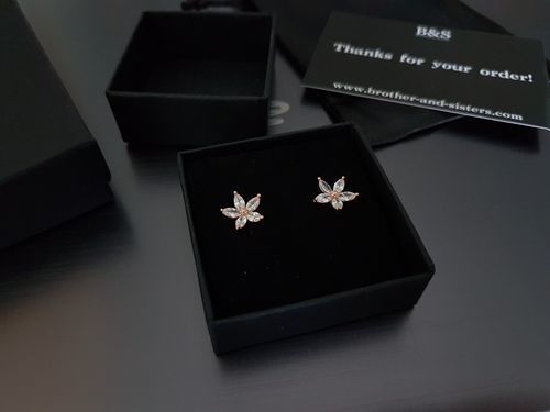 Customer photo review of Austrian Crystals Flowers Earrings