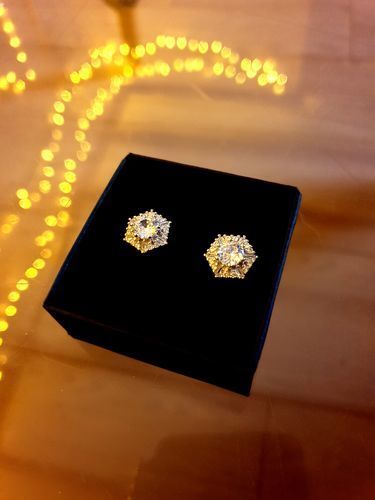Customer photo review of Silver Flake Earrings