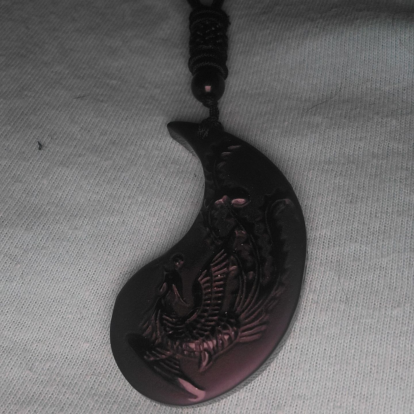 Customer photo review of Obsidian Ying Yang Couple Matching Necklaces