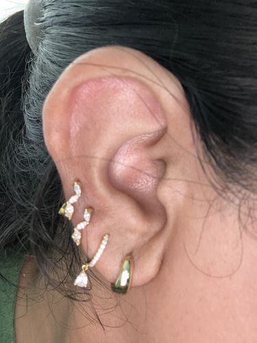 Customer photo review of Oval Dome Huggie Earrings
