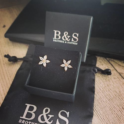 Customer photo review of Austrian Crystals Flowers Earrings