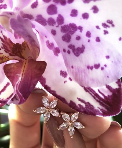 Customer photo review of Austrian Crystals Flowers Earrings