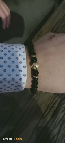 Customer photo review of Gold Lion & Black Stones Bracelet