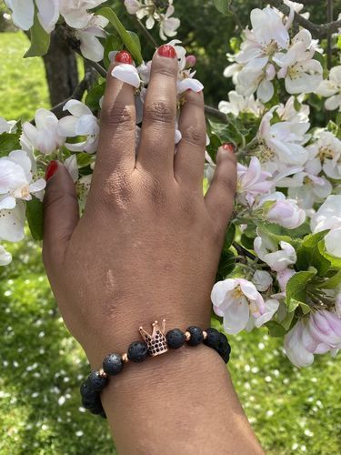 Customer photo review of Rose Gold Crown with Lava Stones
