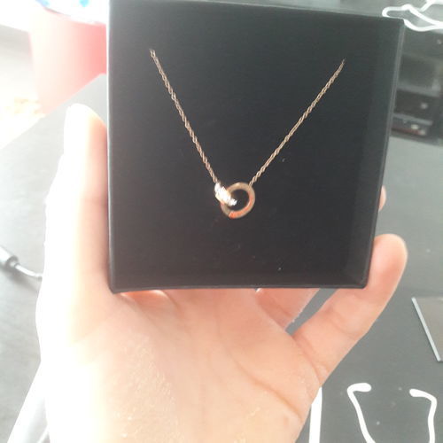 Customer photo review of Necklace with Joined Rings & Crystals