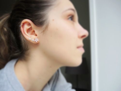Customer photo review of Austrian Crystals Flowers Earrings