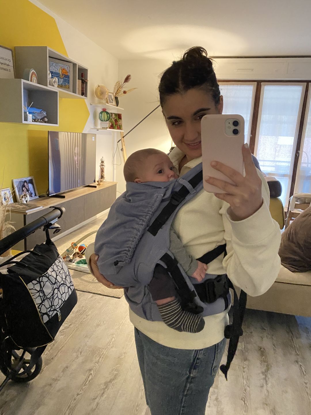 Customer photo review of Marsupio kinder hop GROW Cotone di Fascia tinta unita