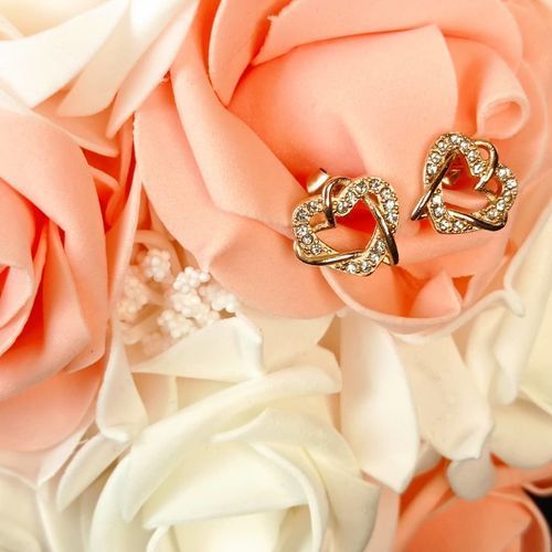 Customer photo review of Hearts with Austrian Crystals Earrings