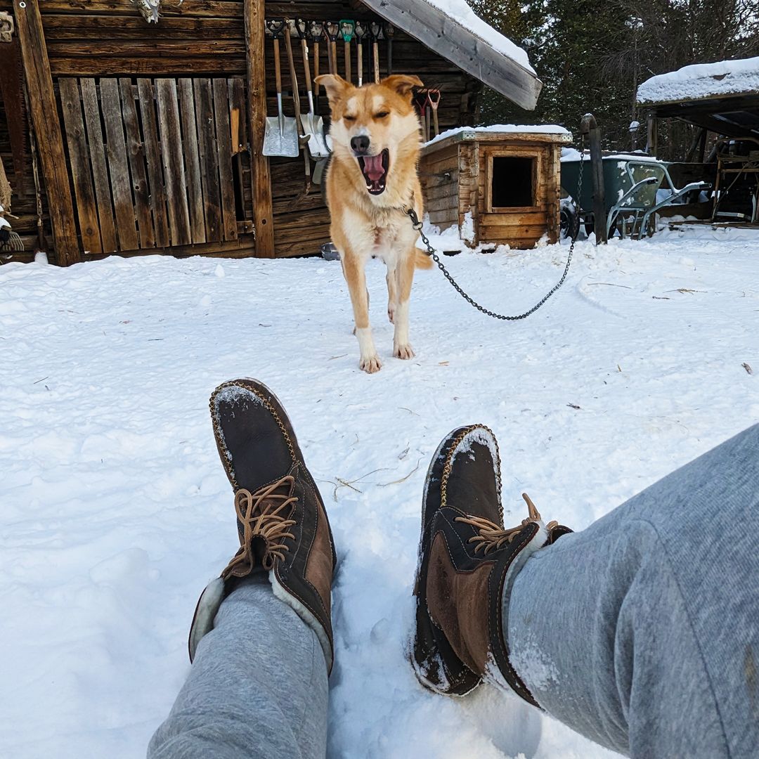 Customer photo review of Men's 12" Sheepskin Lined Snowshoe Mukluks