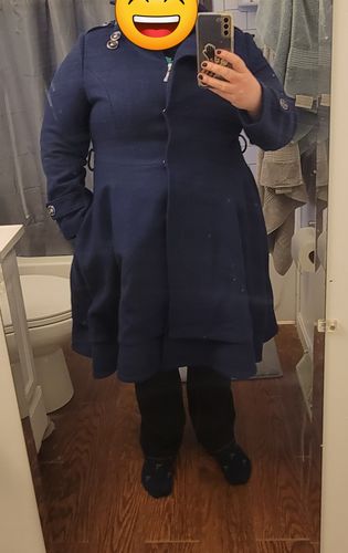 Customer photo review of vintage inspired navy blue tiered wool coat 1981#