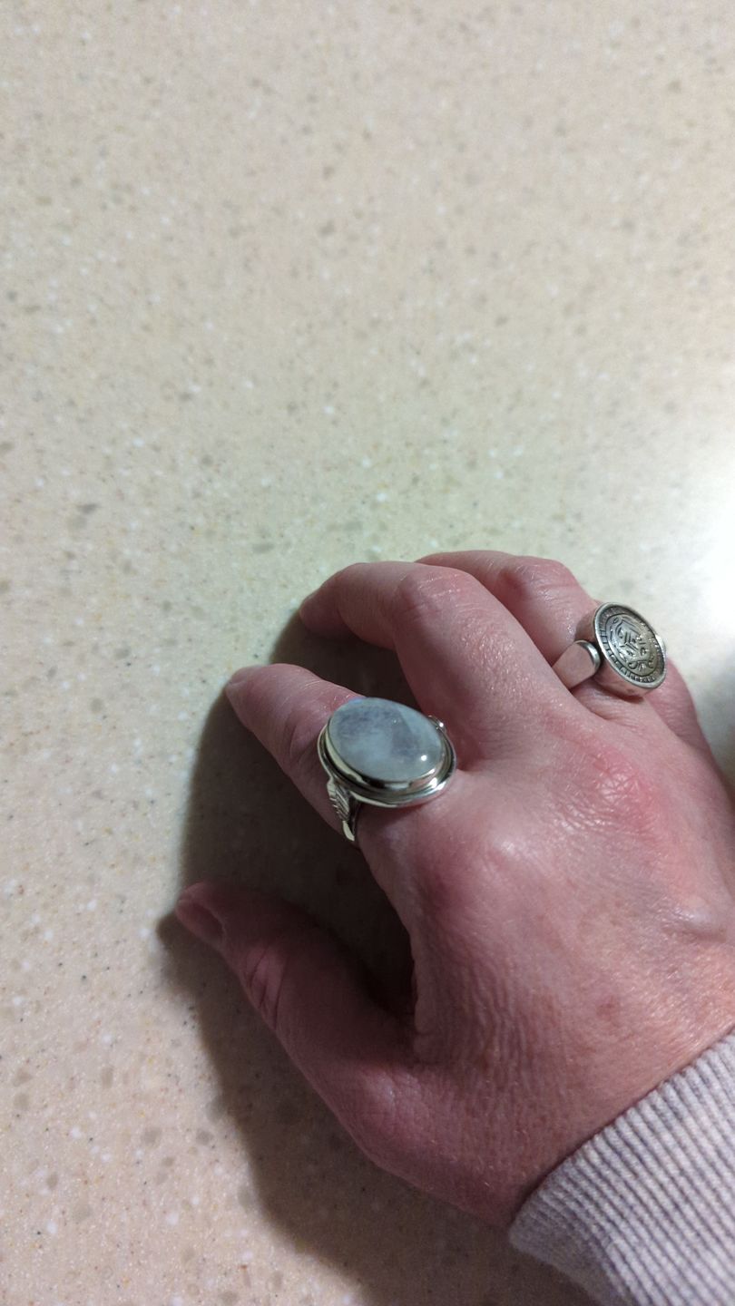 Customer photo review of Sterling Silver Rainbow Moonstone Ring