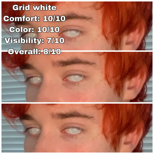 Customer photo review of White Mesh Colored Contact Lenses