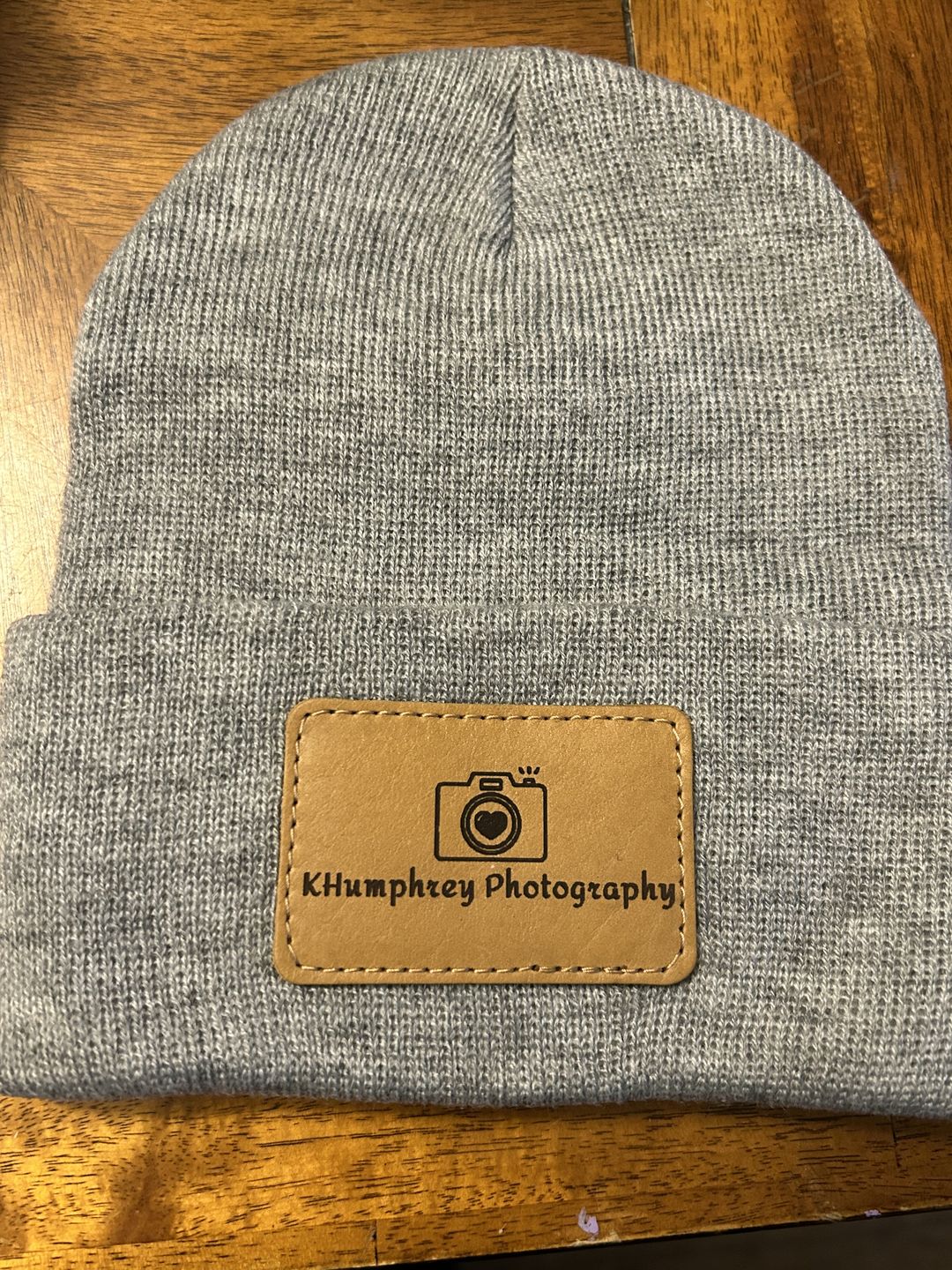 Customer photo review of Custom Leather Patch Beanie