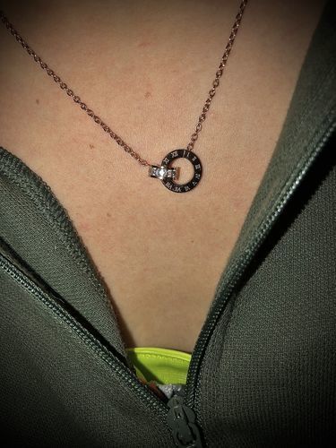 Customer photo review of Necklace with Joined Rings & Crystals