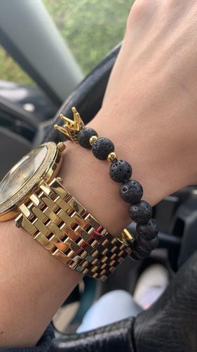 Customer photo review of Gold Crown with Lava Stones