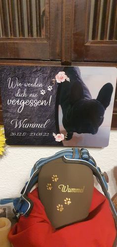 Customer photo review of Hunde Gedenktafel mit Foto & Spruch