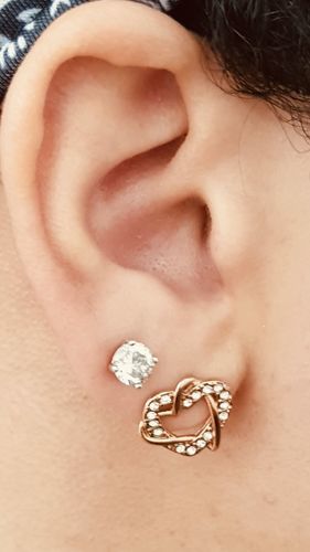 Customer photo review of Hearts with Austrian Crystals Earrings