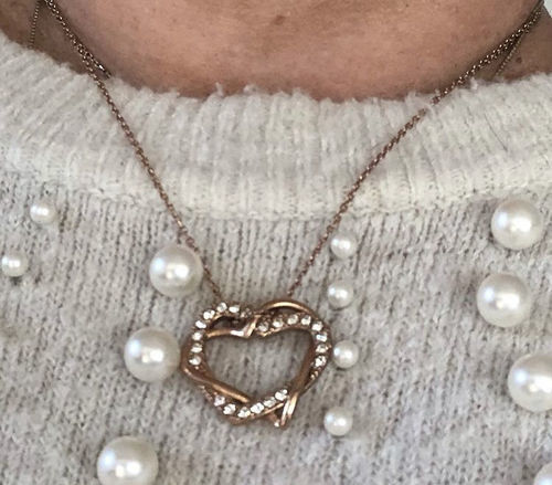 Customer photo review of Hearts with Austrian Crystals Necklace