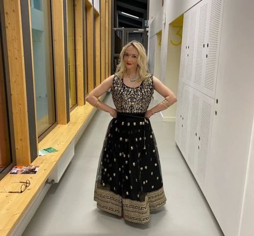 Customer photo review of Black Color Trendy Embroidered Cotton Stylist Designer Lehenga Set
