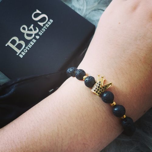 Customer photo review of Gold Crown with Lava Stones