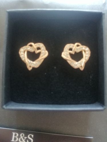 Customer photo review of Hearts with Austrian Crystals Earrings