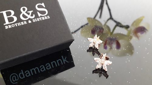 Customer photo review of Austrian Crystals Flowers Earrings