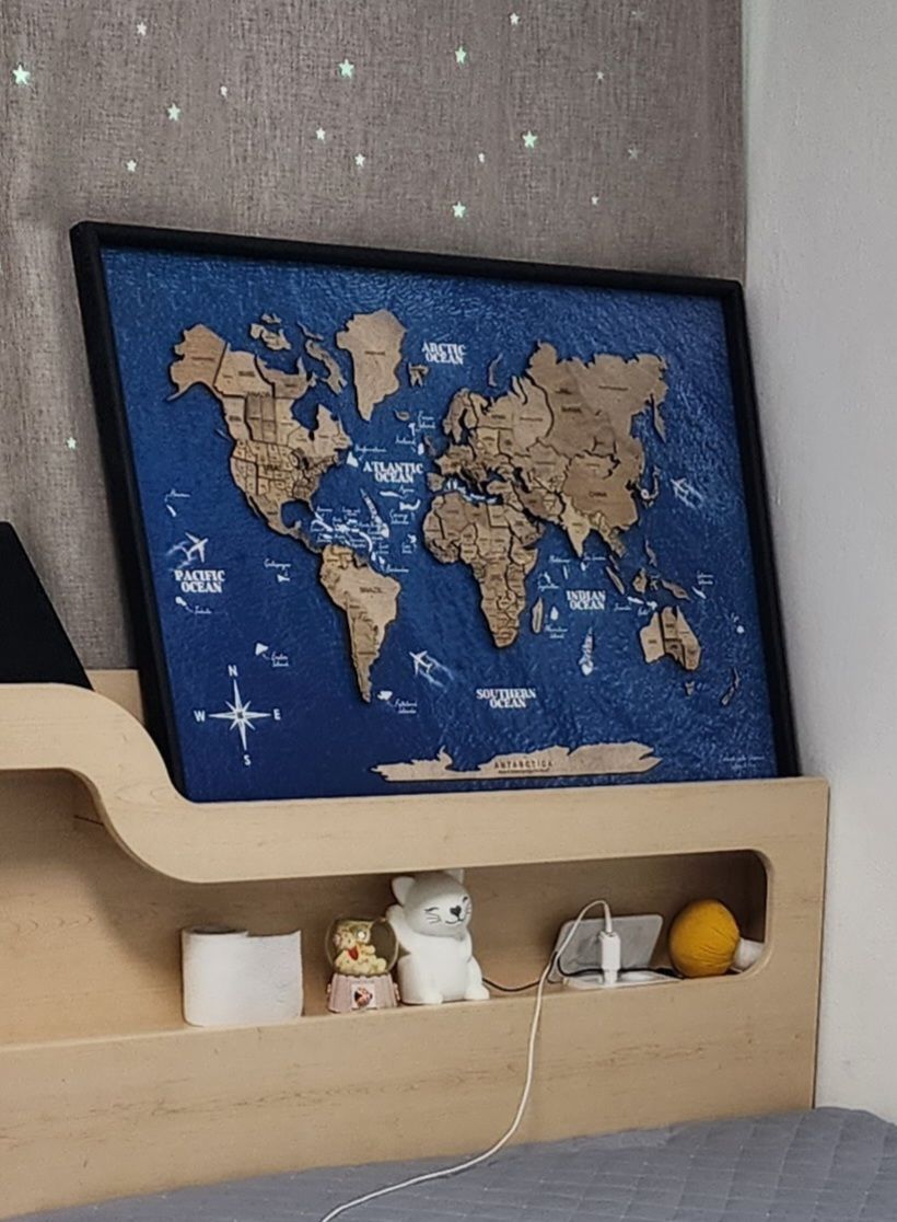 Customer photo review of 3D Wooden Panel World Map Terra